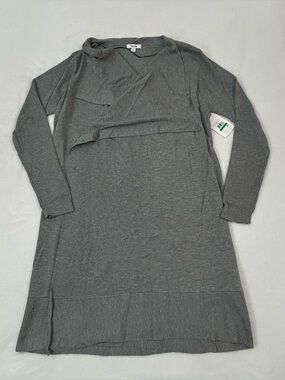 Kensie Gray Knee Length Waterfall Cardigan Ribbed Sleeve Sweater Women’s Size L